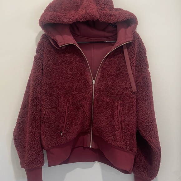 New ATHLETA Cozy Sherpa Reversible Jacket medium maple red - Picture 3 of 6